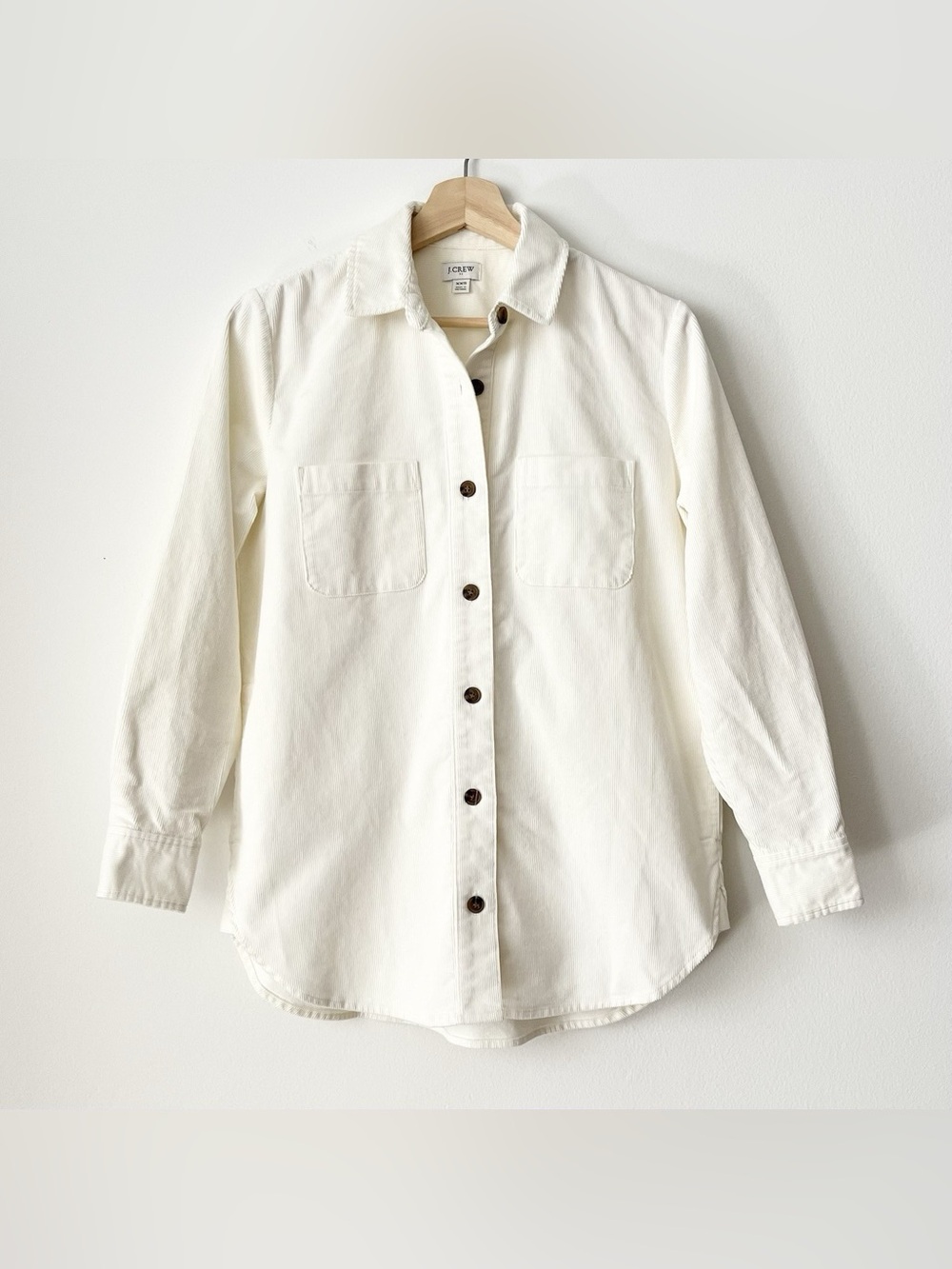 J.Crew Women's Corduroy Shirt Jacket Shacket XXS Ivory Pockets Oversized Spring